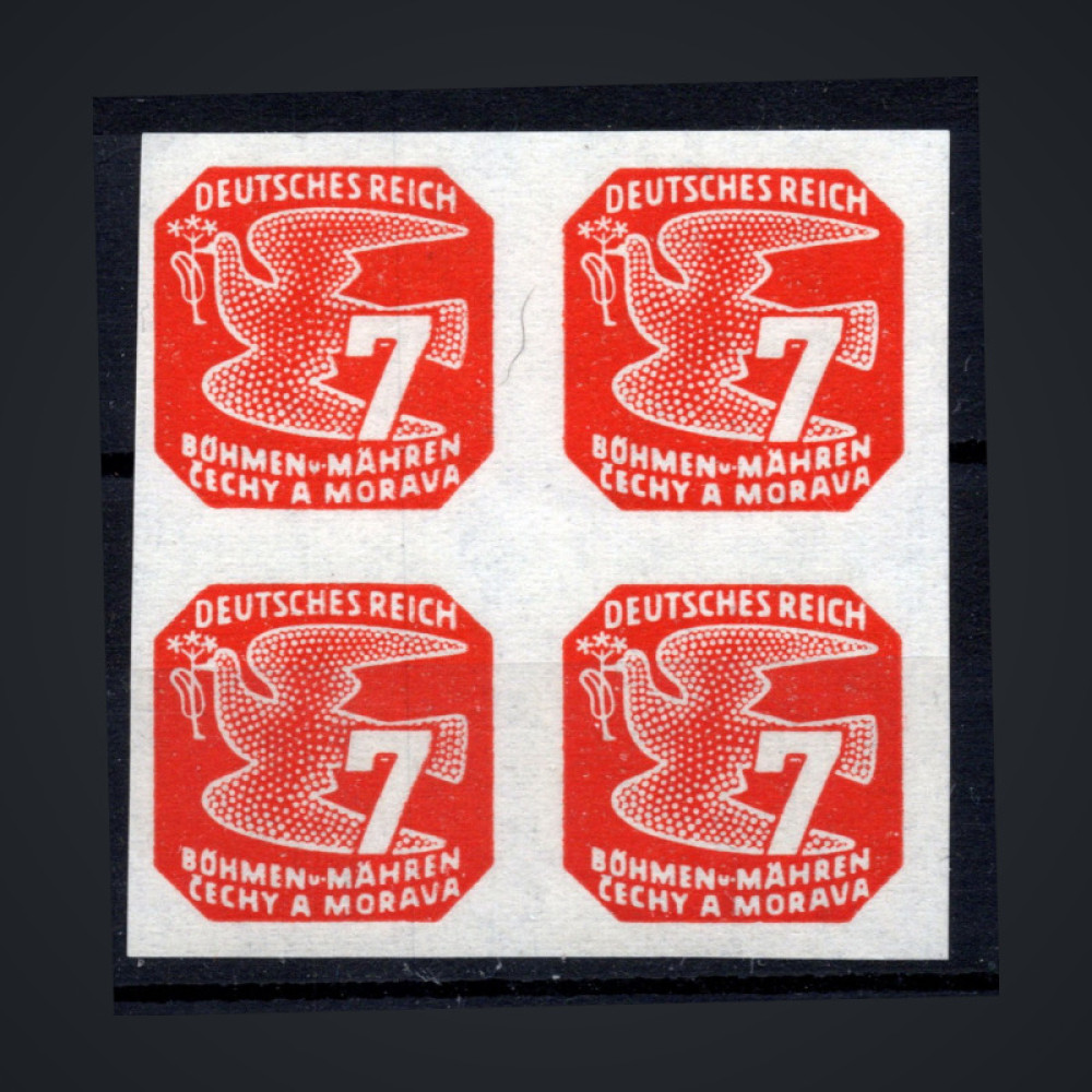 Block of four Bohemia and Moravia protectorate, Pof.NV12 (Mi. 119), MNH, 7H