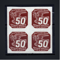 Block of four Bohemia and Moravia protectorate, Pof.NV17 (Mi. 124), MNH, 50H