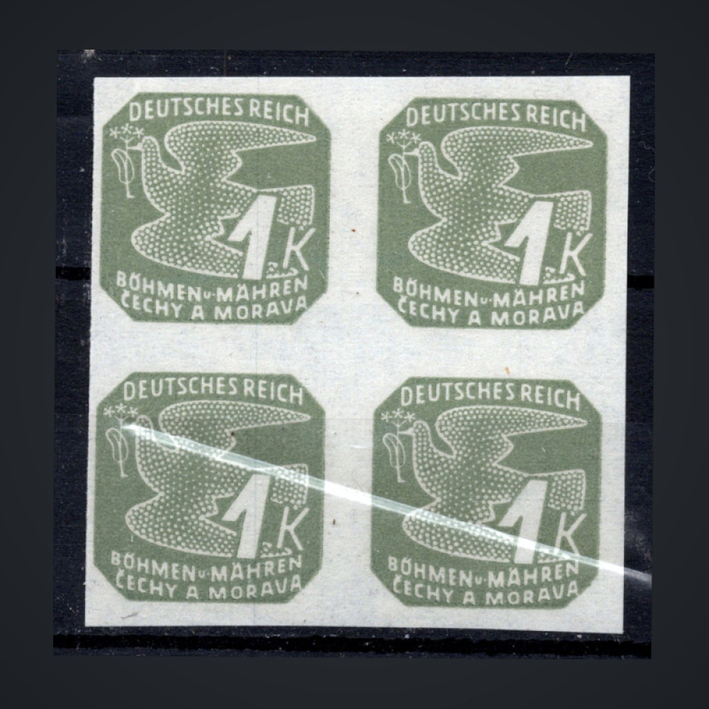 Block of four Bohemia and Moravia protectorate, Pof.NV9 (Mi. 50), MNH, 1K