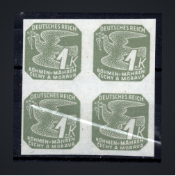 Viererblock Böhmen und Mähren Protektorat, Pof.NV9 (Mi. 50)**, 1K