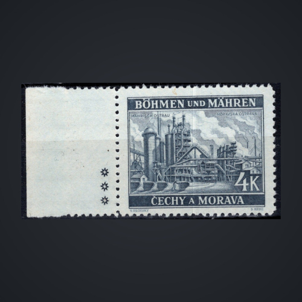 Selo com marca de chapa Protetorado da Boêmia e Morávia, Pof.37 (Mi. 34), MNH, 4K