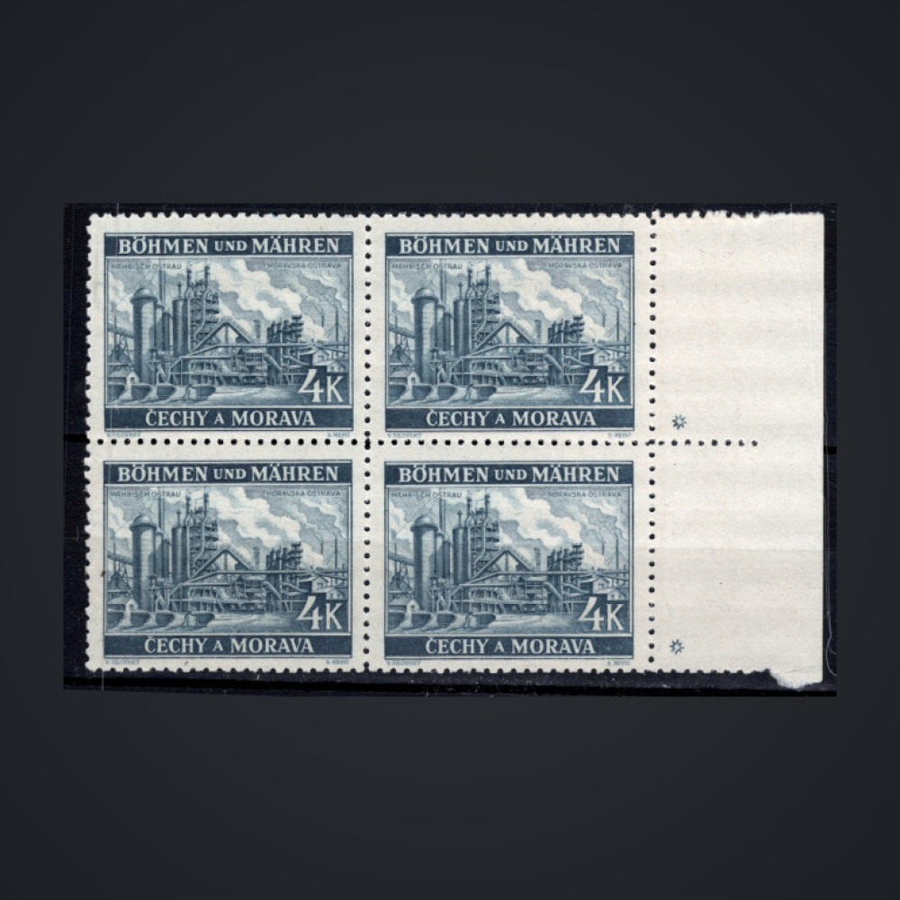 Quadra Protetorado da Boêmia e Morávia, Pof.37 (Mi. 34), MNH, 4K