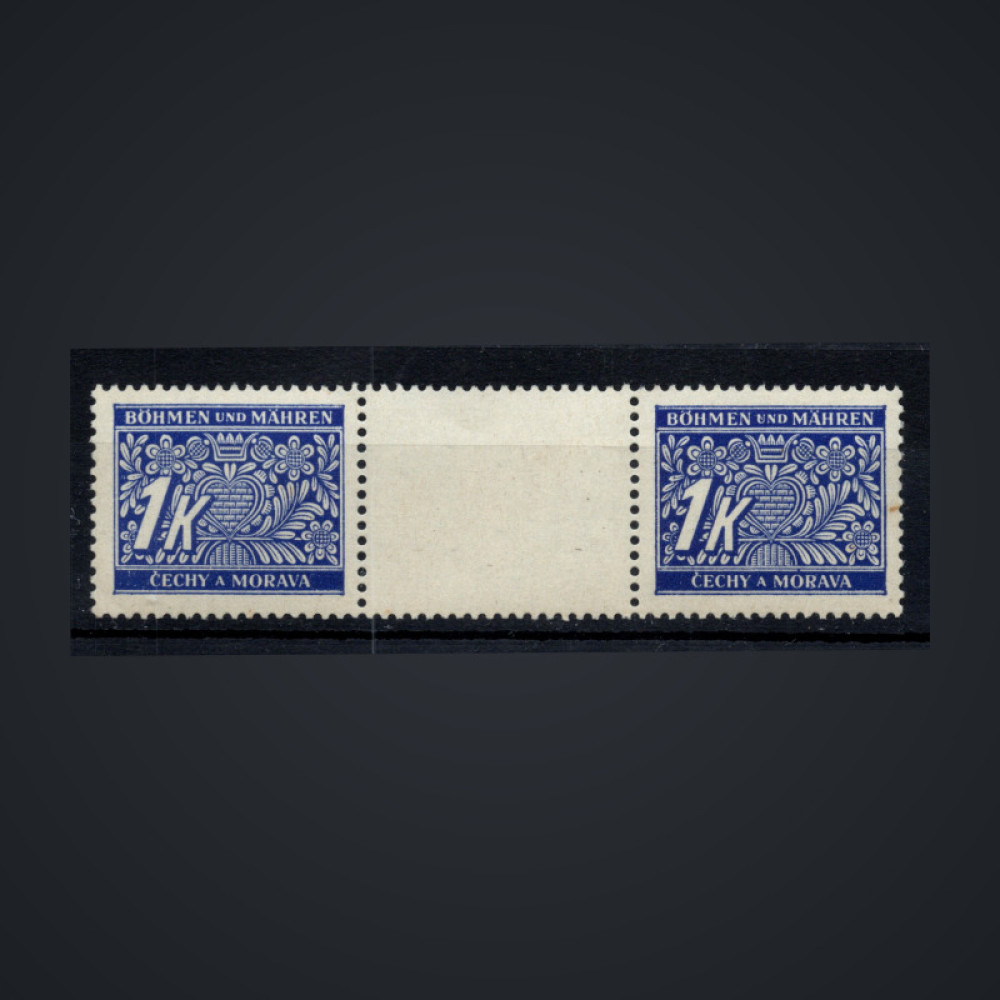Par com interpainel Protetorado da Boêmia e Morávia, Pof.DL9 (Mi. 9 Port.), MNH, 1K