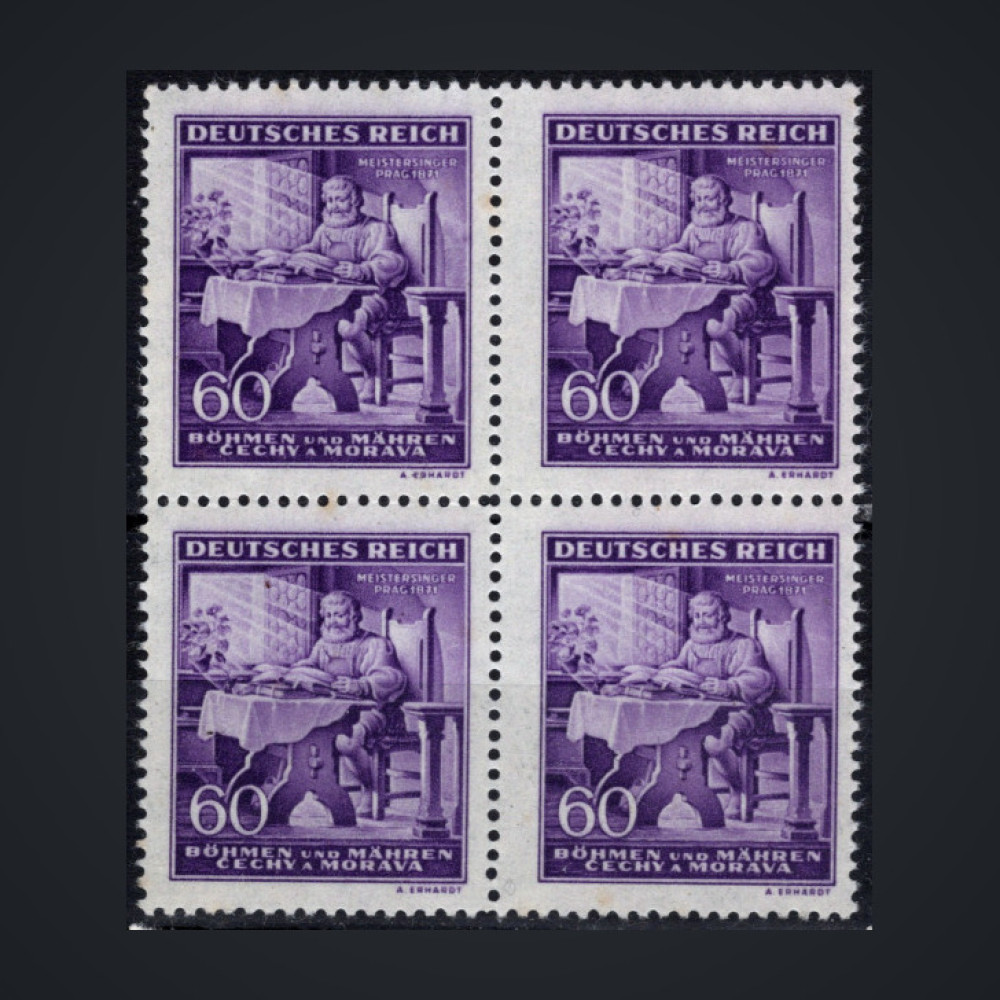 Bloque de cuatro Protectorado de Bohemia y Moravia, Pof.108 (Mi. 128), MNH, 60H