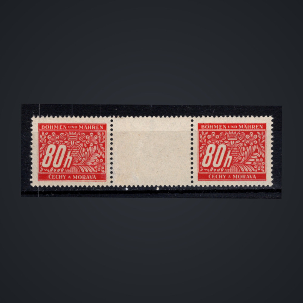 Zwischenstegpaar Böhmen und Mähren Protektorat, Pof.DL8 (Mi. 8 Port.)*, 80H