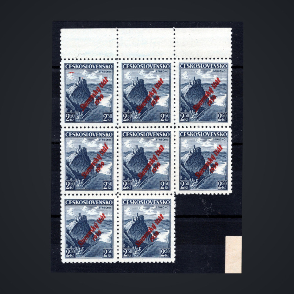 Folha completa Estado Eslovaco, Pof.17 (Mi. 17), MNH, 2.50Kč