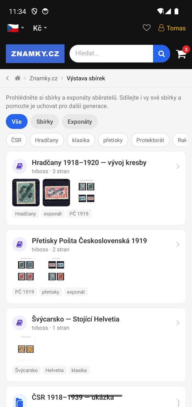 Veřejná výstava sbírek v aplikaci