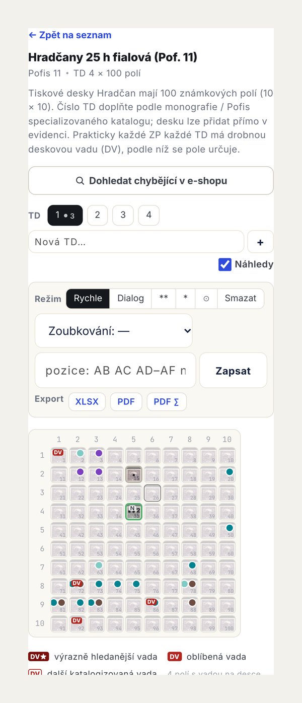 Arch tiskové desky Hradčan v mobilním prohlížeči