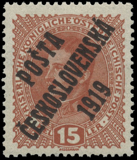 Přetisk Pošta československá 1919 na rakouské známce