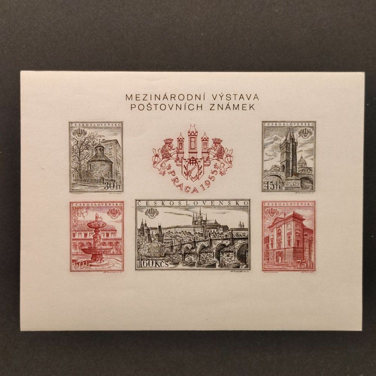 Aršík PRAGA 1955 nezoubkovaný Pof. A853/857B, svěží — Znamky.cz